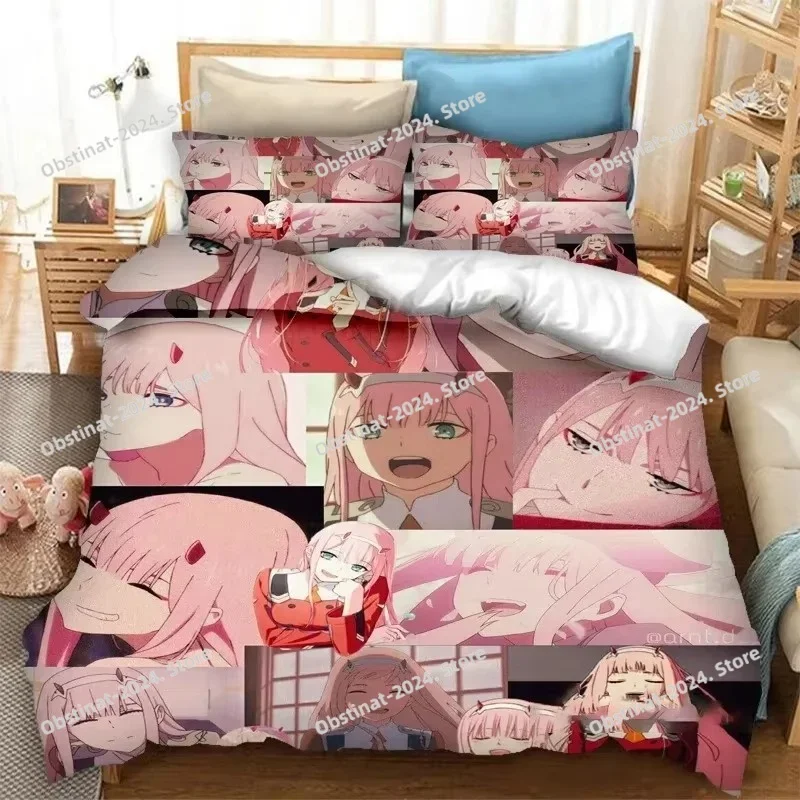 

3D DARLING in the FRANXX Zero Two 02 Bedding Set Printed single Comforter Quilt Duvet Cover Pillow Case 3 Pieces Kids Adult Size