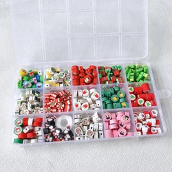 300pcs Mix Set Polymer Clay Christmas Spacer Beads For DIY Bracelet Earrings Jewelry Making Xmas Home Decoration Accessories