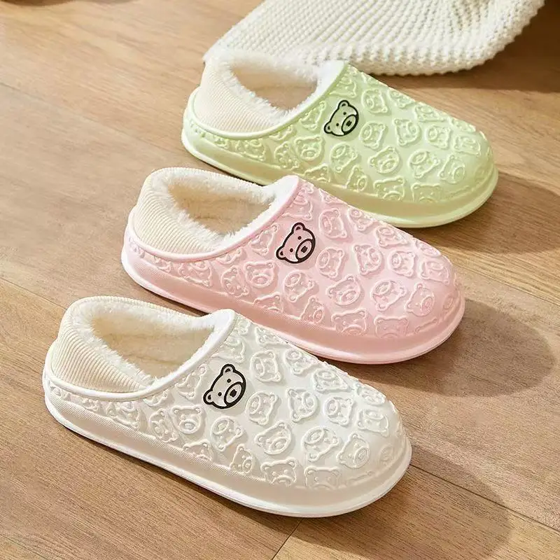 2025 New Women Men Slippers Eva Waterproof Winter Warm Cozy Bedroom Slip On  Women House Cotton Slippers Clogs Indoor Outdoor