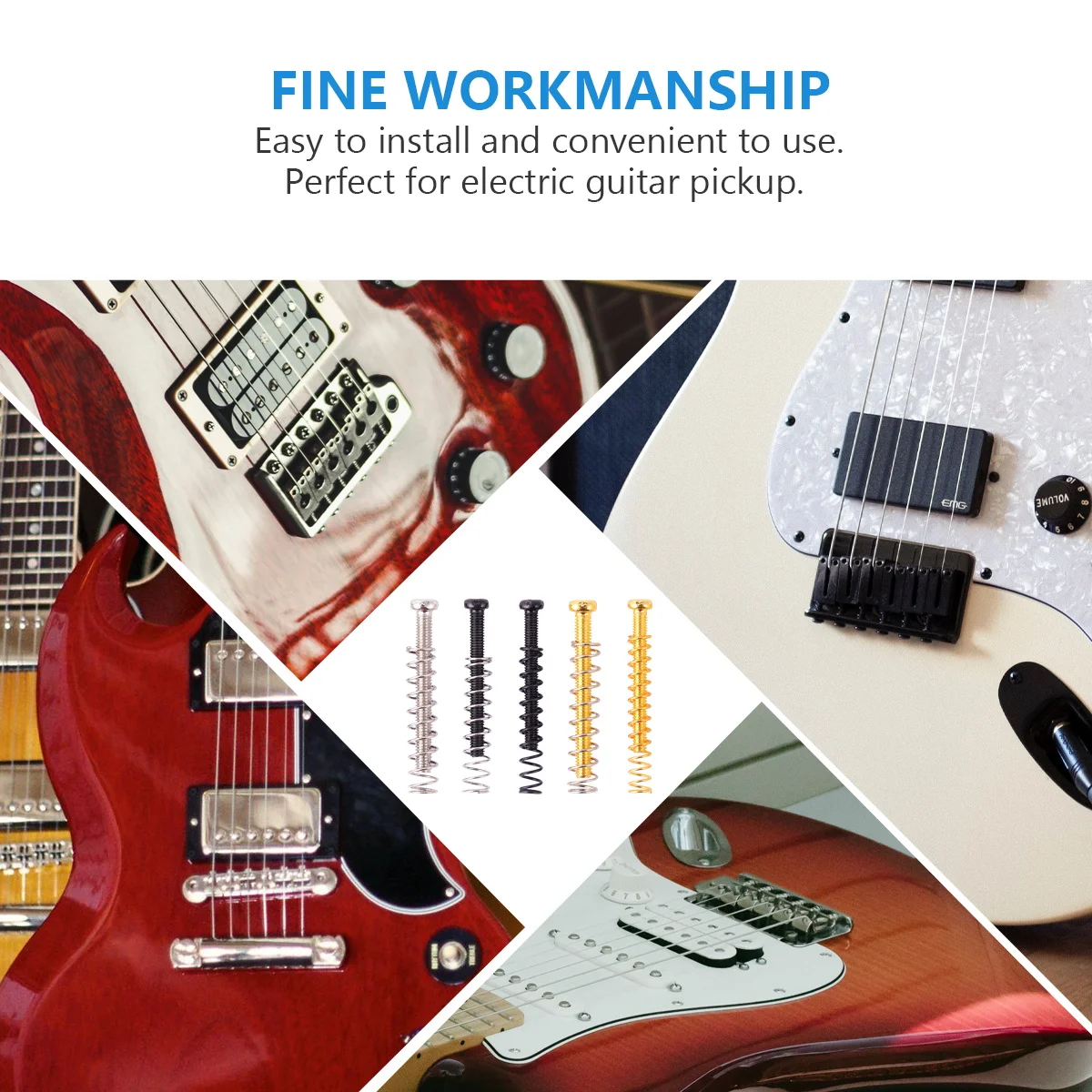 

25 Pcs Pickup Adjustment Screw Mixed Color Screws Spring for Guitar Dual Coil Frame Modification Kit Adjusting Height Repair