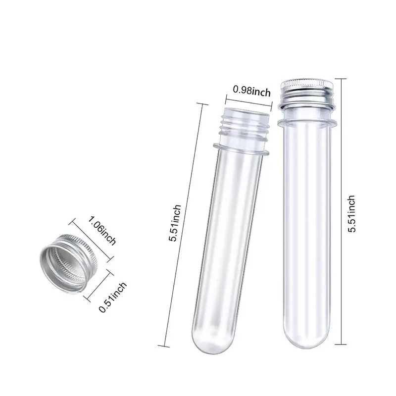 10Pcs 40 ml Clear Plastic Test Tubes Test Tubes Test Tubes with Screw Caps for Sample Science Party Candy Bath Salts