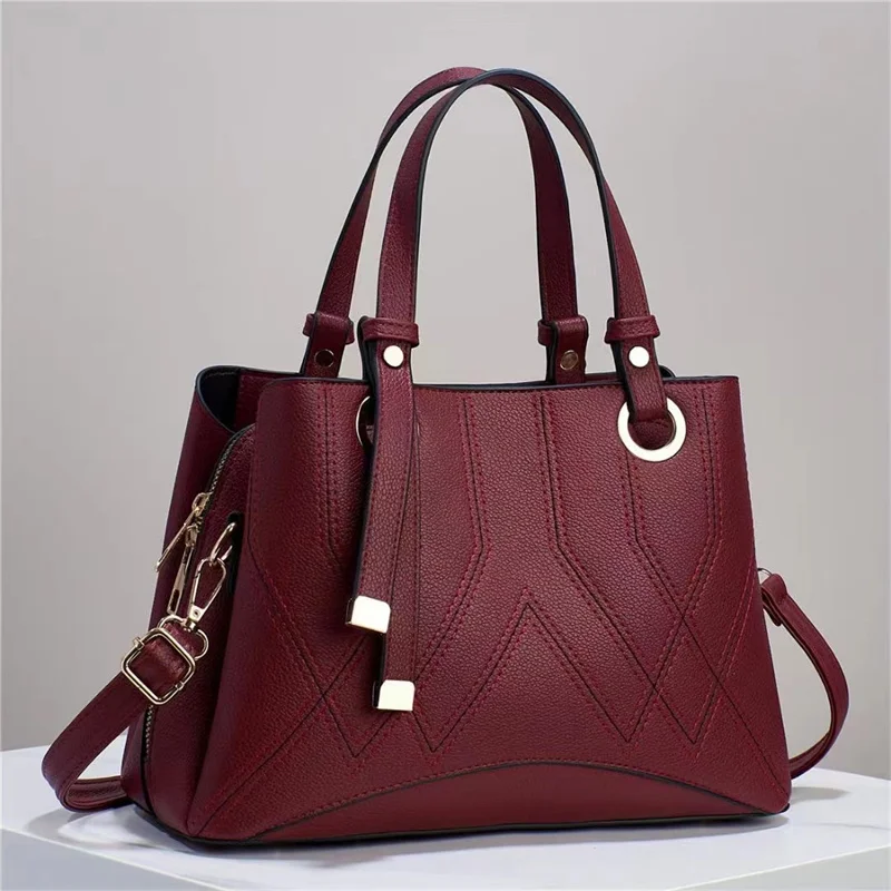 

Повседневные сумки с внутренним отделением и верхней ручкой, модные швейные нитки, хит продаж 2025, сумки для женщин, женские сумки из искусственной кожи на молнии