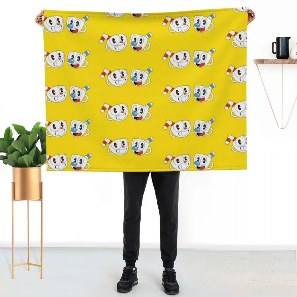 

CupHead and MugMan Throw Blanket Breathable Lightweight Blanket for Adults Kids
