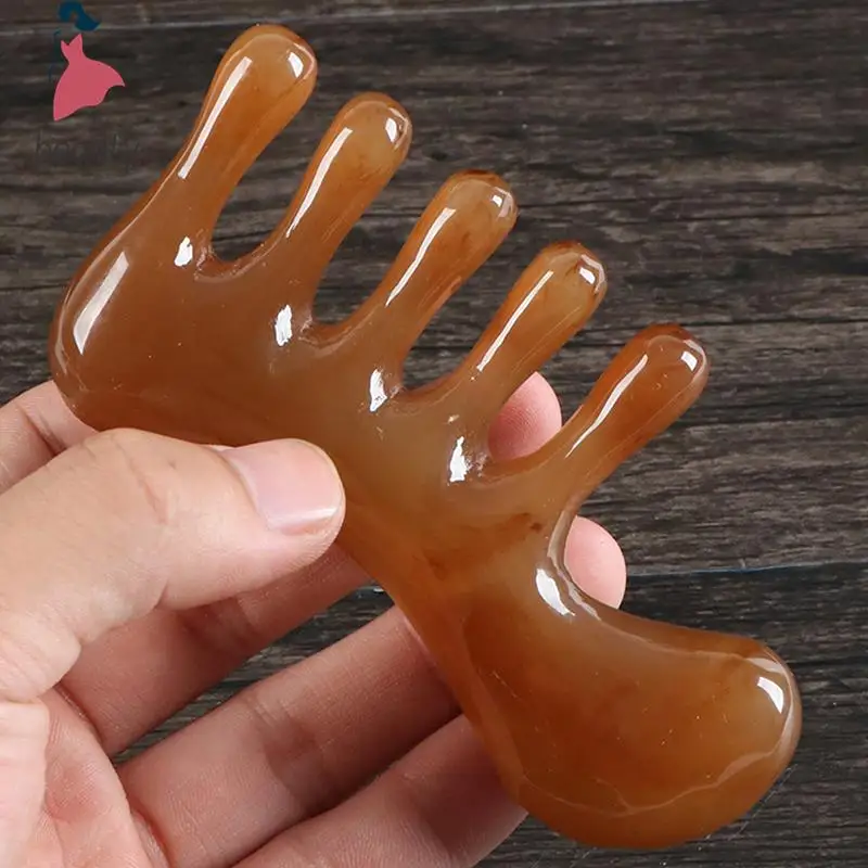 Resina Natural Gua Sha Ferramentas, Ponto de Raspagem, Pente Amplo, Escova De Massagem Do Couro Cabeleireiro, Ferramenta De Cuidado Do Cabelo, Massagem Corporal Completa