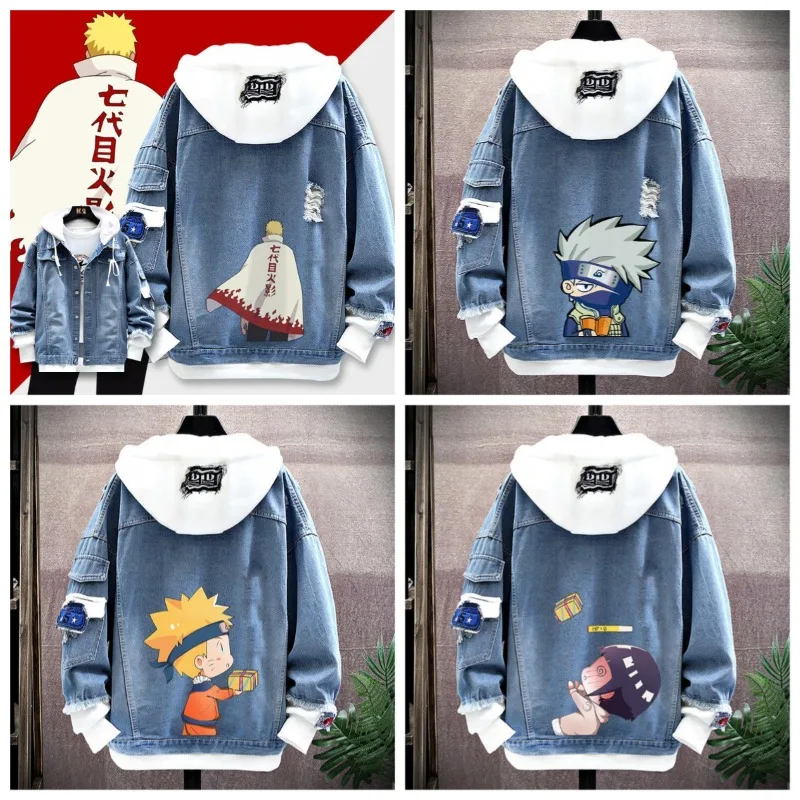 اليابانية ناروتو ساسوكي أنيمي الطرفية جديد 2025 الدنيم سترة الذكور الخريف في سن المراهقة طالب وهمية قطعتين سترة علوية هدية عيد #2