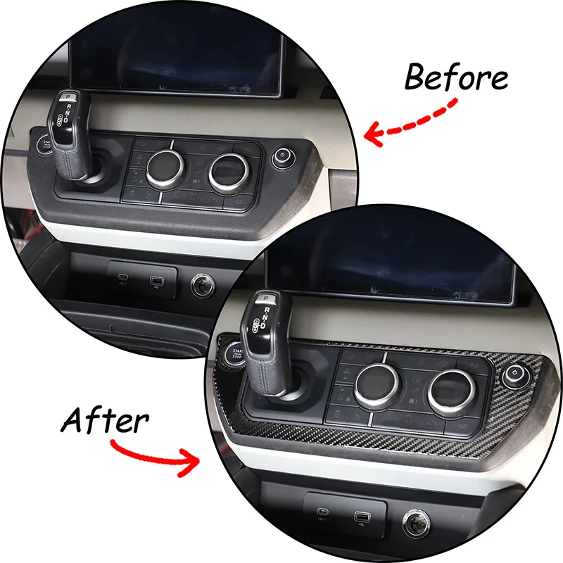 

For Land Rover Defender 2020-2025 Soft Carbon Fiber Center Console Gear Shift Air Conditioning Frame Trim Stickers Accessories