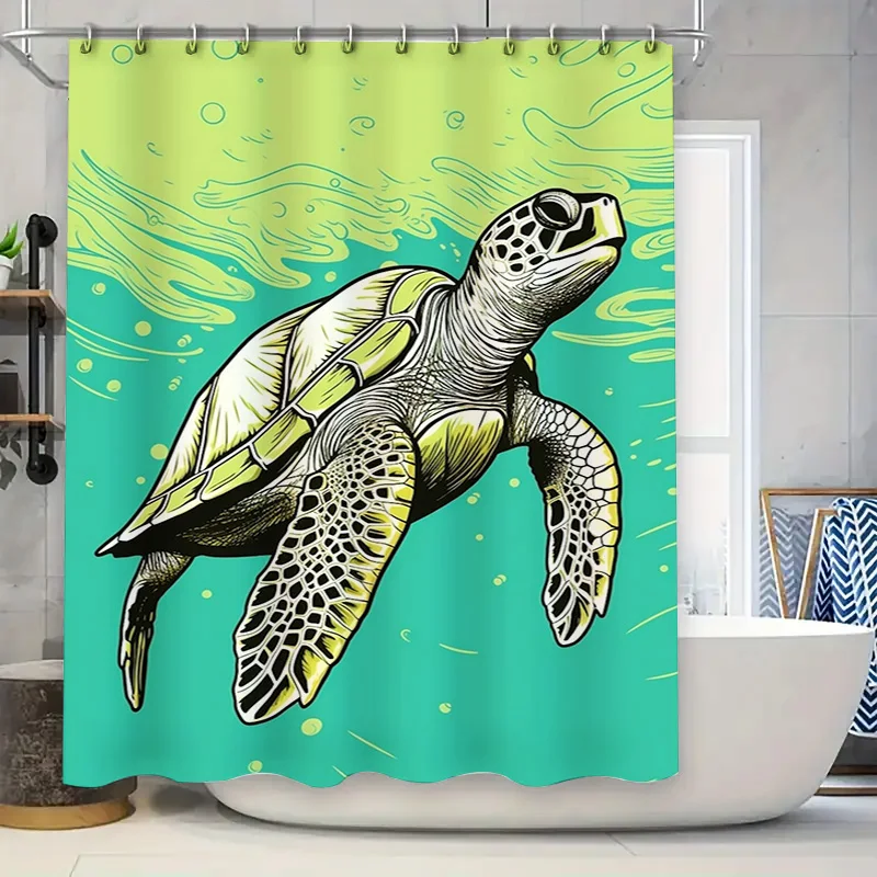 

Яркая занавеска для душа с морской черепахой, водонепроницаемая тканевая декоративная подкладка для ванны для домашней ванной комнаты