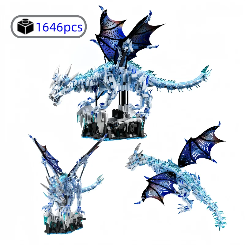 

Creative Mythical Dragon Building Blocks Ice Dragon Flying Dragon Model Kit DIY Assembly Bricks Kids Christmas Birthday Gift​