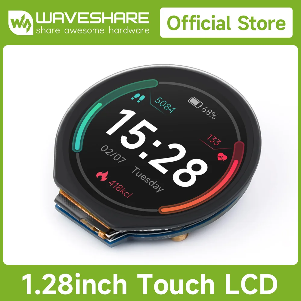 

Waveshare 1.28inch Round LCD Display Module With Touch Panel, 240×240 Resolution, IPS, SPI And I2C for Raspberry Pi Pico,Arduino