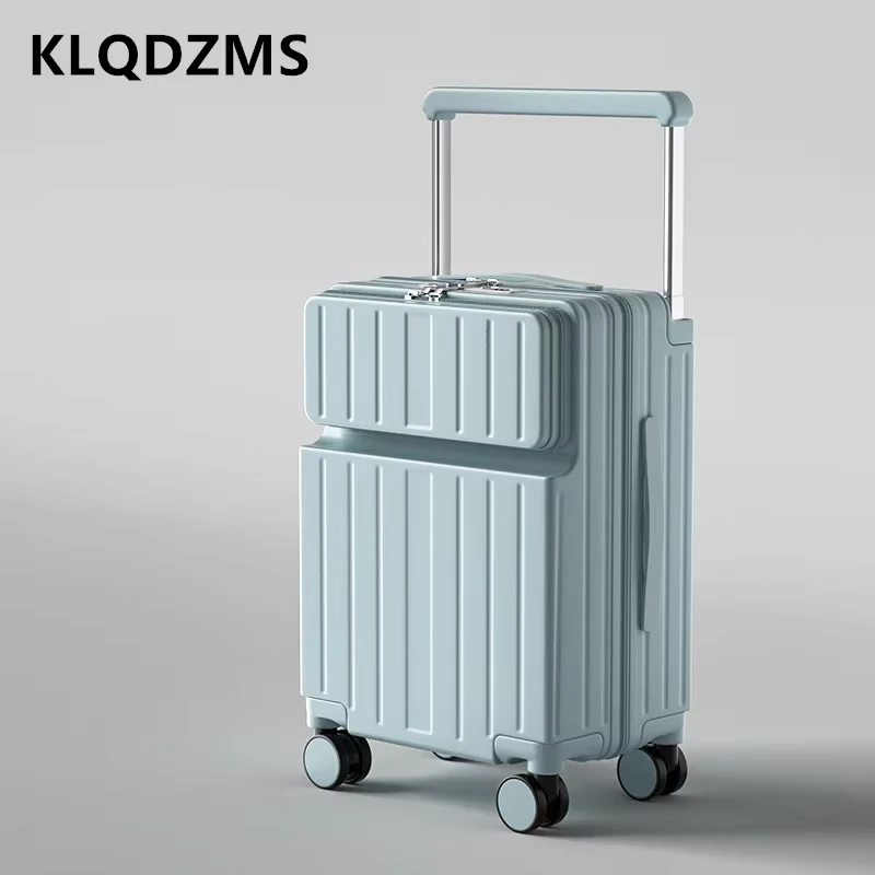 Klqdzms 20 "22" 24 "26 Polegada mala de viagem abertura frontal portátil embarque caso carregamento usb trole caso bagagem multifuncional