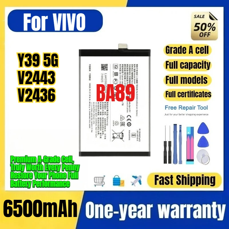 BA89 for VIVO Y39 5G/V2443/V2436 Phone Battery 0 Cycle High Quality Capacity Battery Replacement Bateria Grade A Cell with Tools