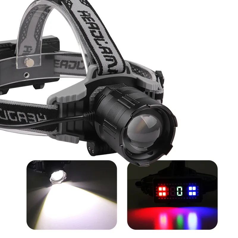 

30W P160 LED Headlamp Zoomable Head Searchlight Torch USB-C 18650 Hunting Flashlight 5Mode Camping Emergency Lantern Work light