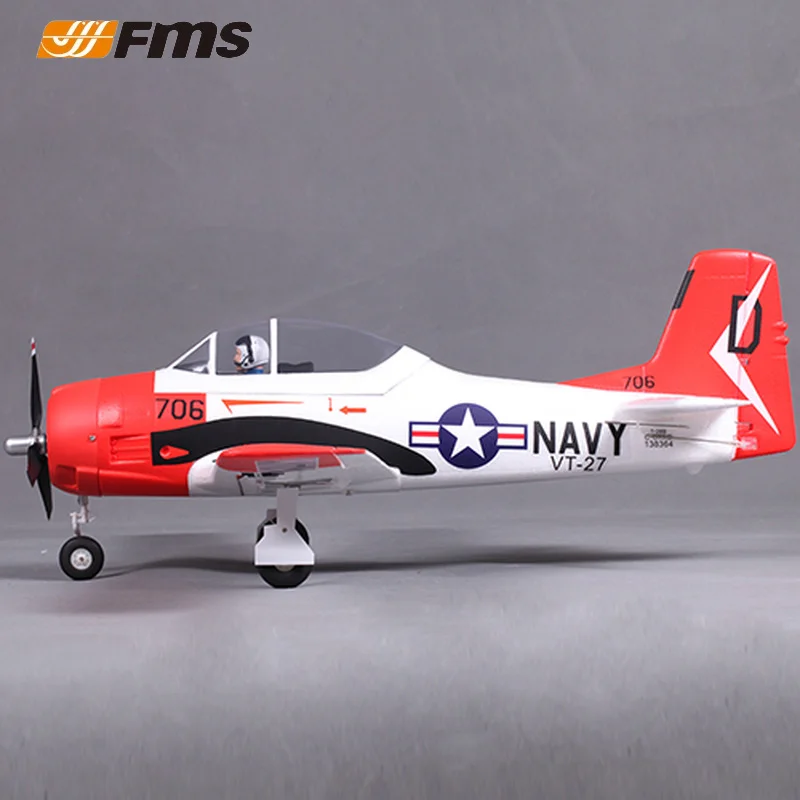 Fms 800mm T-28 v2 trojan red segunda guerra mundial modelo real aeronave asa fixa modelo de controle remoto eletrônico