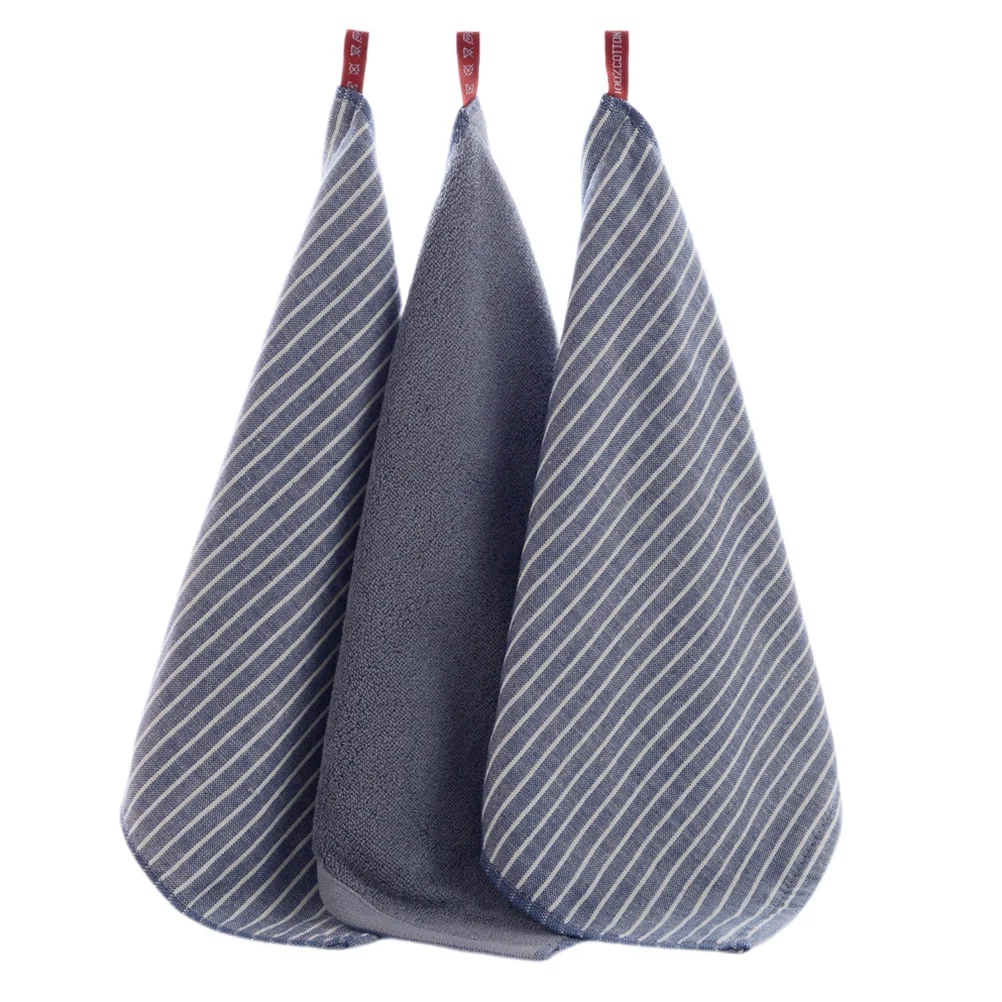 

3 pcs Thick Striped Towel Cotton Absorbent Fade Resistant Soft Washcloths For Face Hand Bath Home Kitchen Use