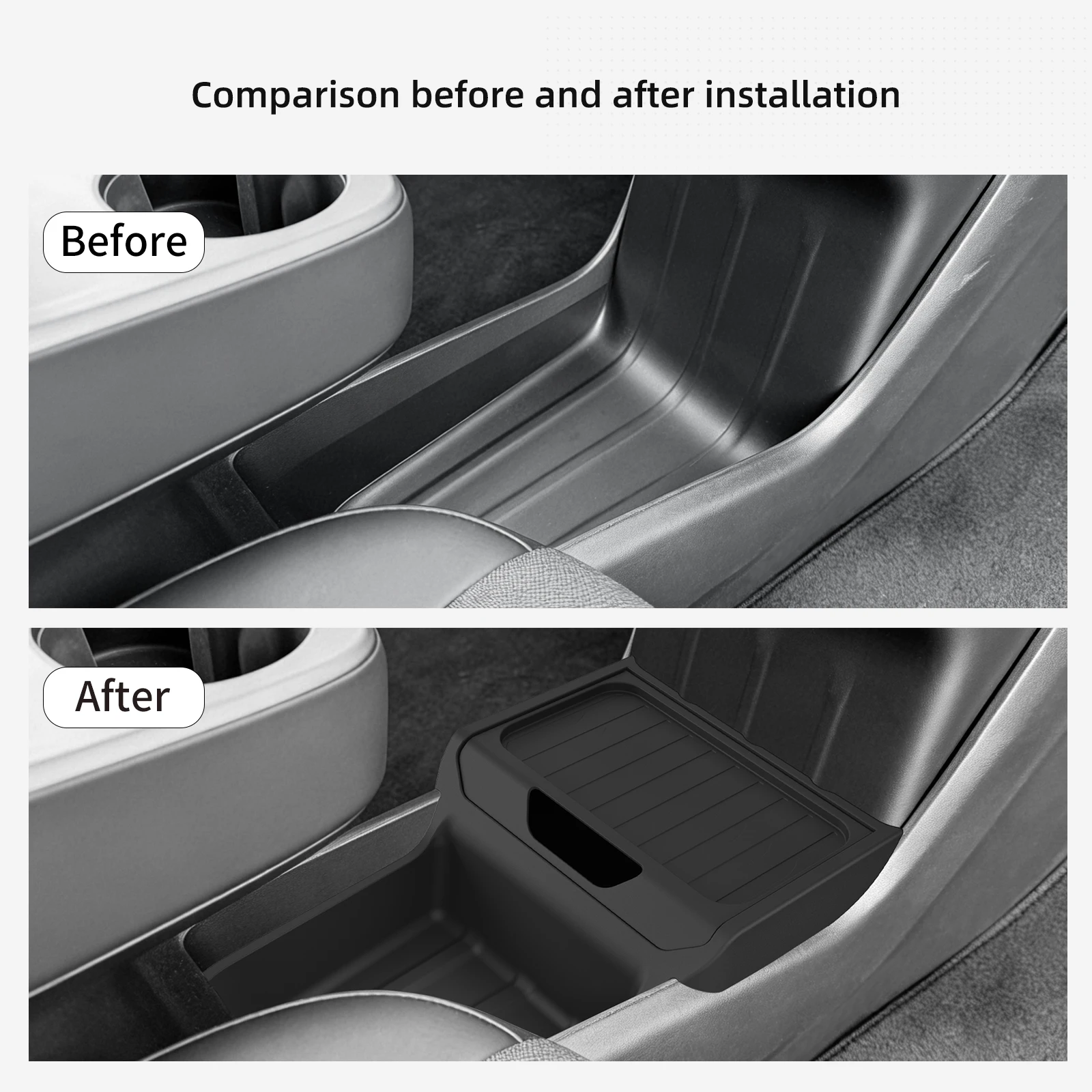 Picture 3: for Tesla Model Y Juniper Standard RWD 2026 Center Console Lower Storage Box Organizer Tidying Storage Case Car Accessories