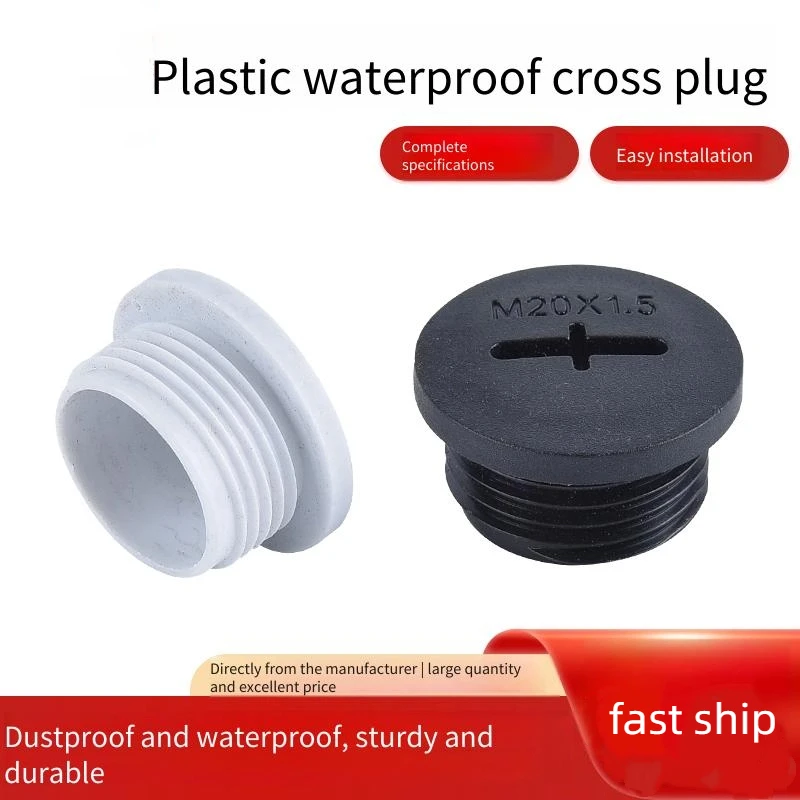 10Pcs Waterproof round Plug Plastic Cross Cover Threaded Hole Plug Screw-in Metric M16 M18 M20 for Durable Hole Sealing