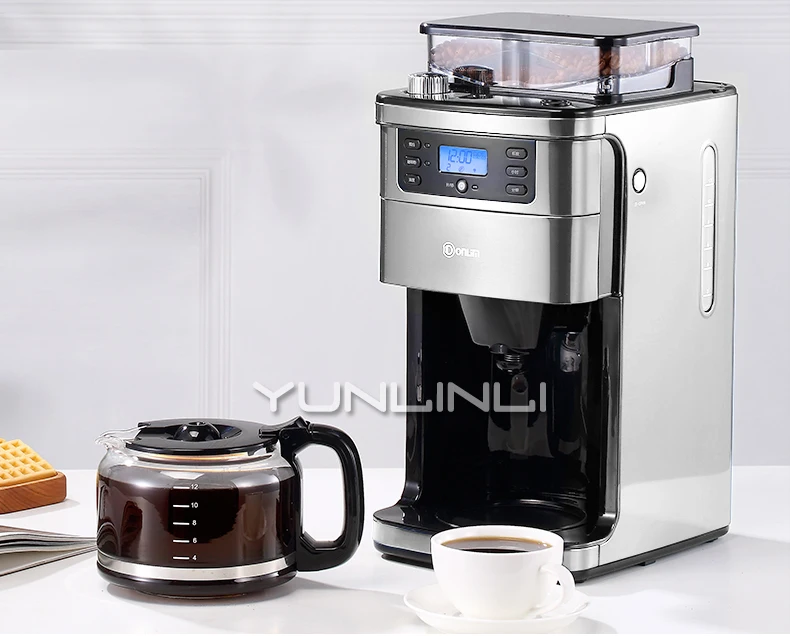 Full-automatic American Coffee Machine 1.5L Coffee Grinder Freshly Brewed Coffee Maker Household Coffee Bean Grinder