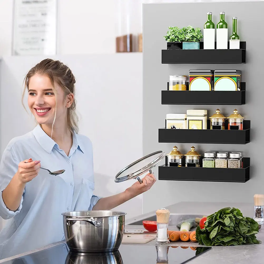 

Magnetic Spice Rack Refrigerator Magnetic Shelf Organizer Fridge Seasoning Storage Kitchen Rack Fridge Shelves