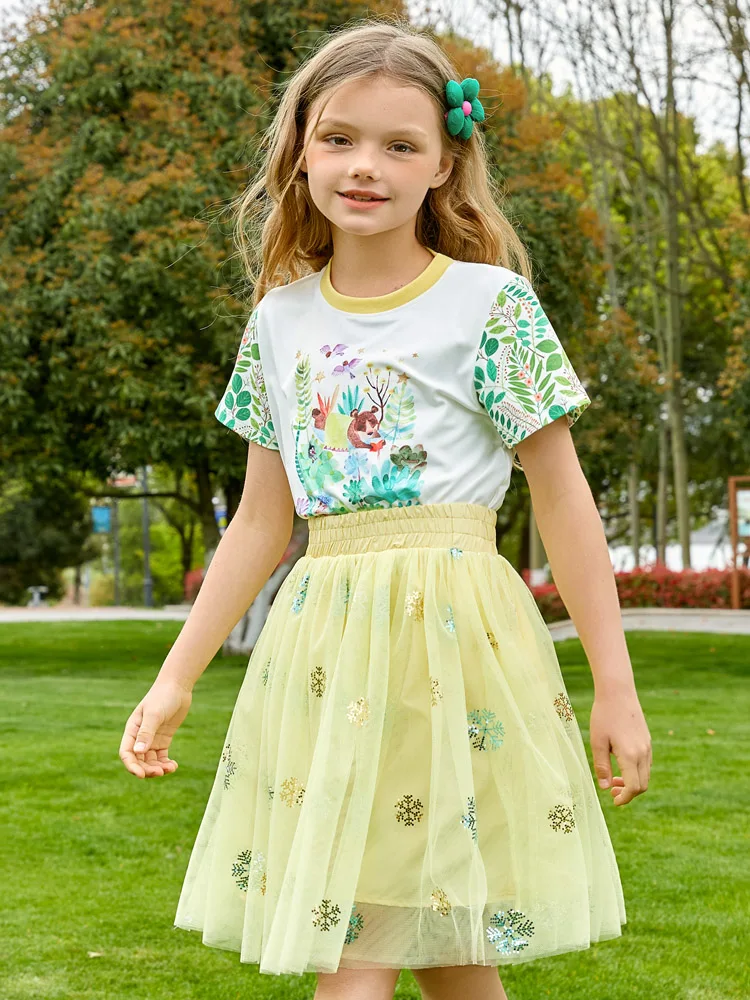 Girls short-sleeved T-shirt blouse half-skirt summer base dress Shasha princess skirt