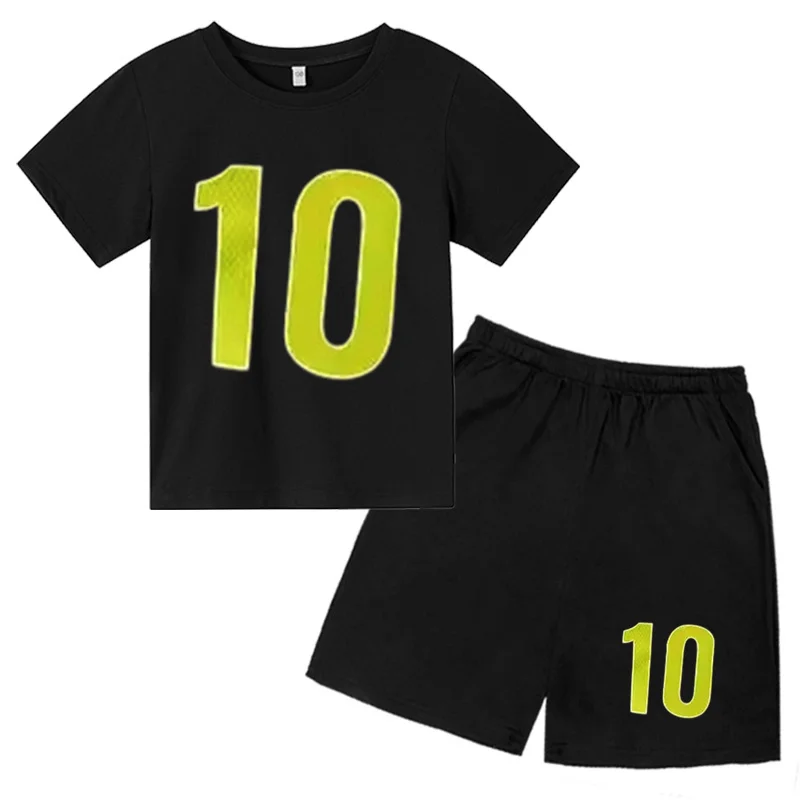 

KidsT T-shirt Set for Boys and Girls 2-12-year-old Kids Cartoon Printed Digital Leisure Sports Two Piece Set Short Sleeve+Shorts