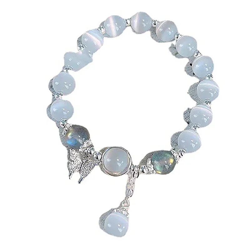 Opal Sea Blue Treasure Moonlight Crystal Bracelet Light Luxury Elastic Bracelet for Girls Women Fashion Jewelry Accessories