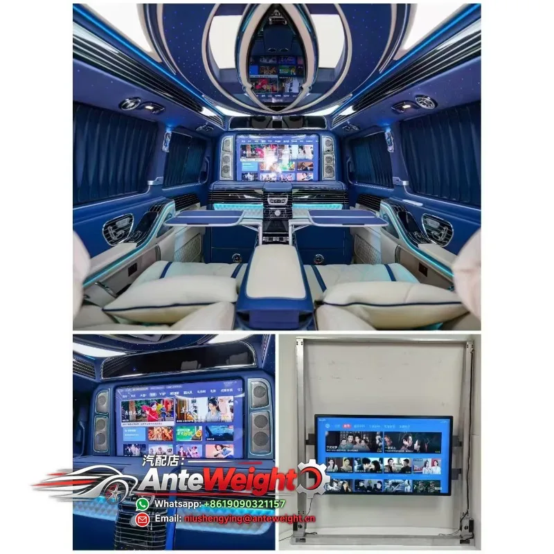 32-Inch RV VIP Car Lifting Android TV with GPS Half Partition Electric Display Entertainment Monitor for Camper Motorhome