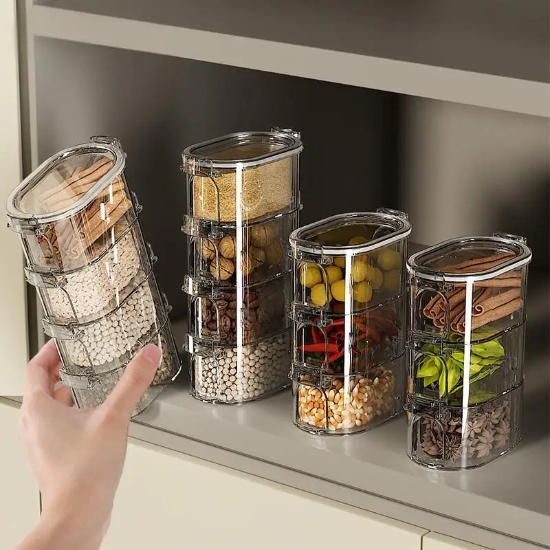 Household Kitchen Spice Storage Box Pepper Seasoning Jar Food Grade Seasoning Packaging Box Plastic Material Kitchen Organizer