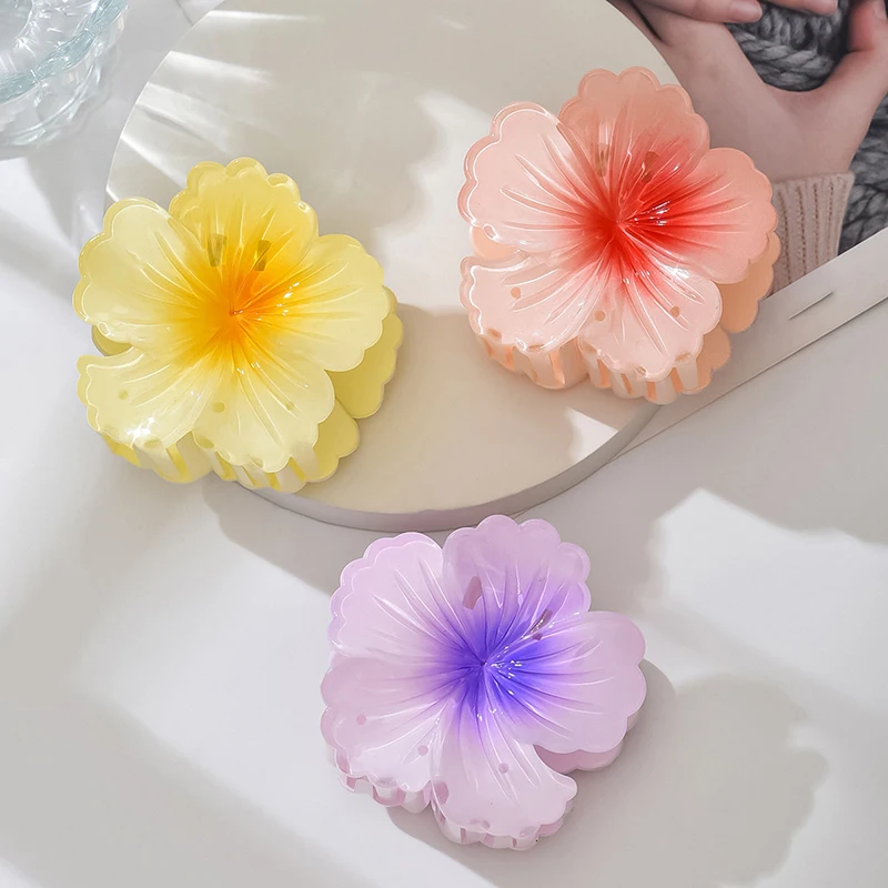 Summer Rolled Heart Flower 8CM Hair Claw Clip Hairpin Barrettes Ponytail Beach Head Accessories Holiday Women Girls Hair Clip