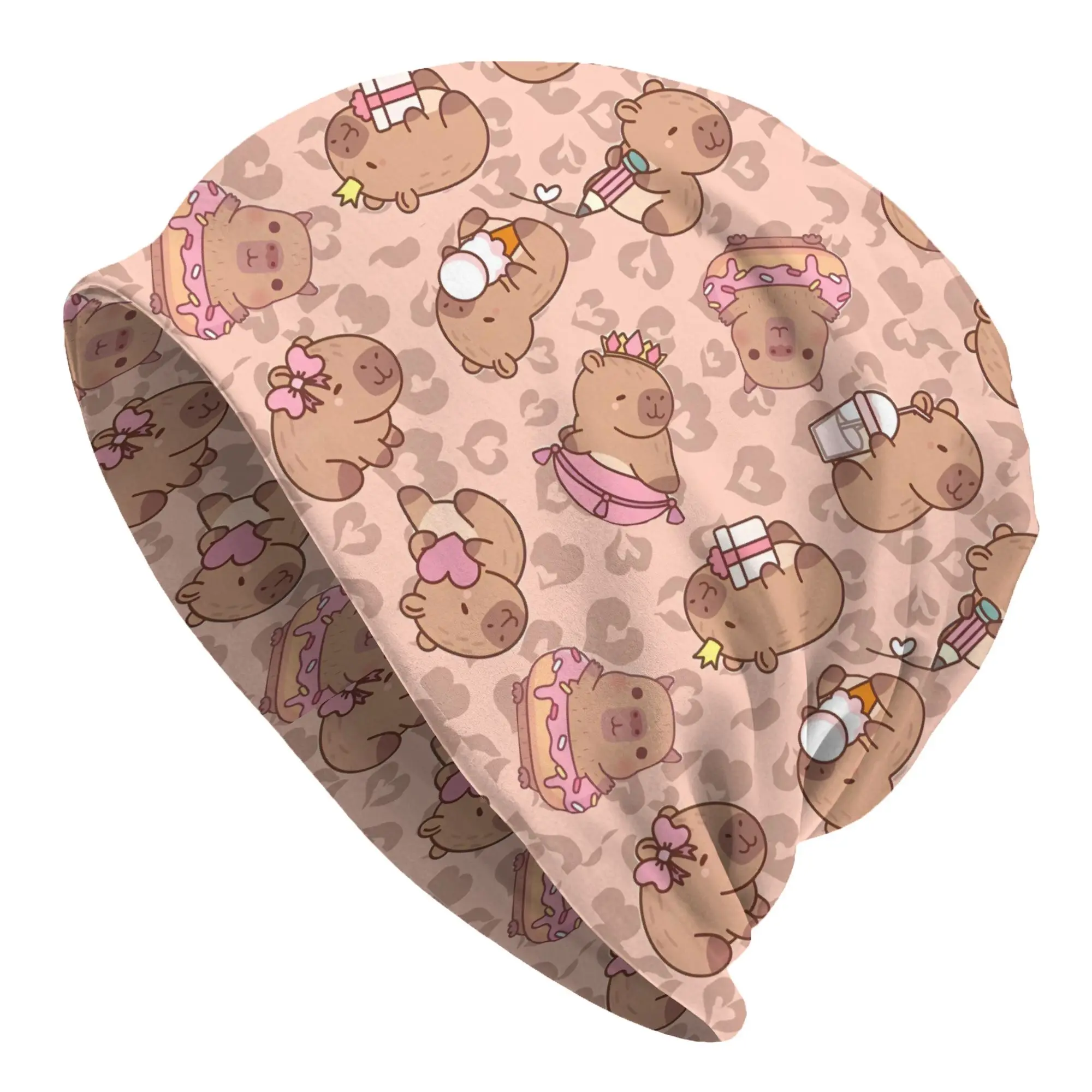 Gorros con diseño de capibara estampado en 2D, gorros de lana para hombre, gorros originales.
