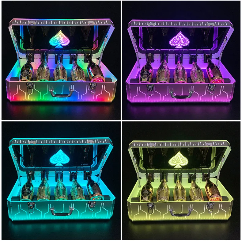 Customizable logoSymphony Technology LED Luminous Wine Case Spade a Acrylic Wine Case Bar KTV Props Champagne Seat Box