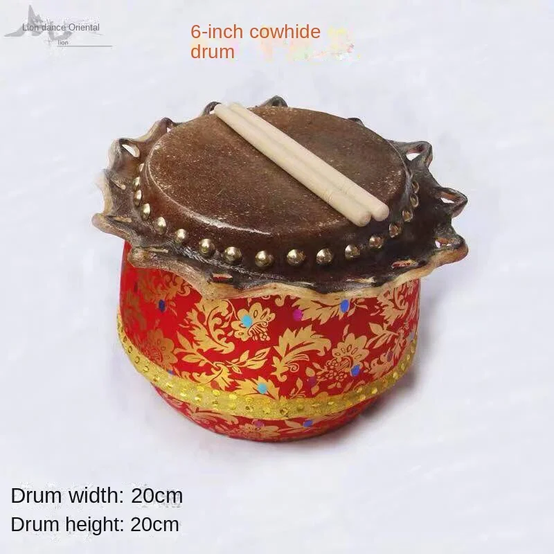 6/8/10 Inch Cowhide Drums Children Drum Chinese Percussion Musical Lion Dragon Dance Event Performance Instruments Drum