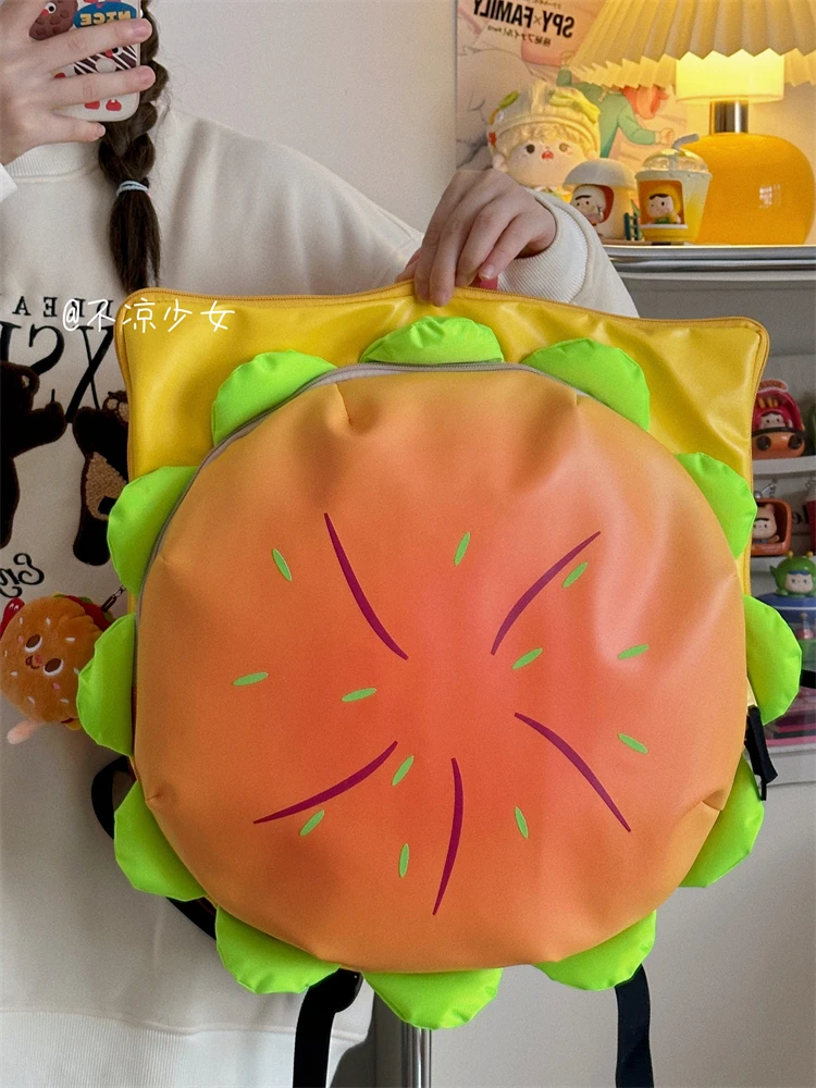 Sandwich cheeseburger school bag Japanese ins student cute large capacity Internet celebrity backpack girl niche backpack