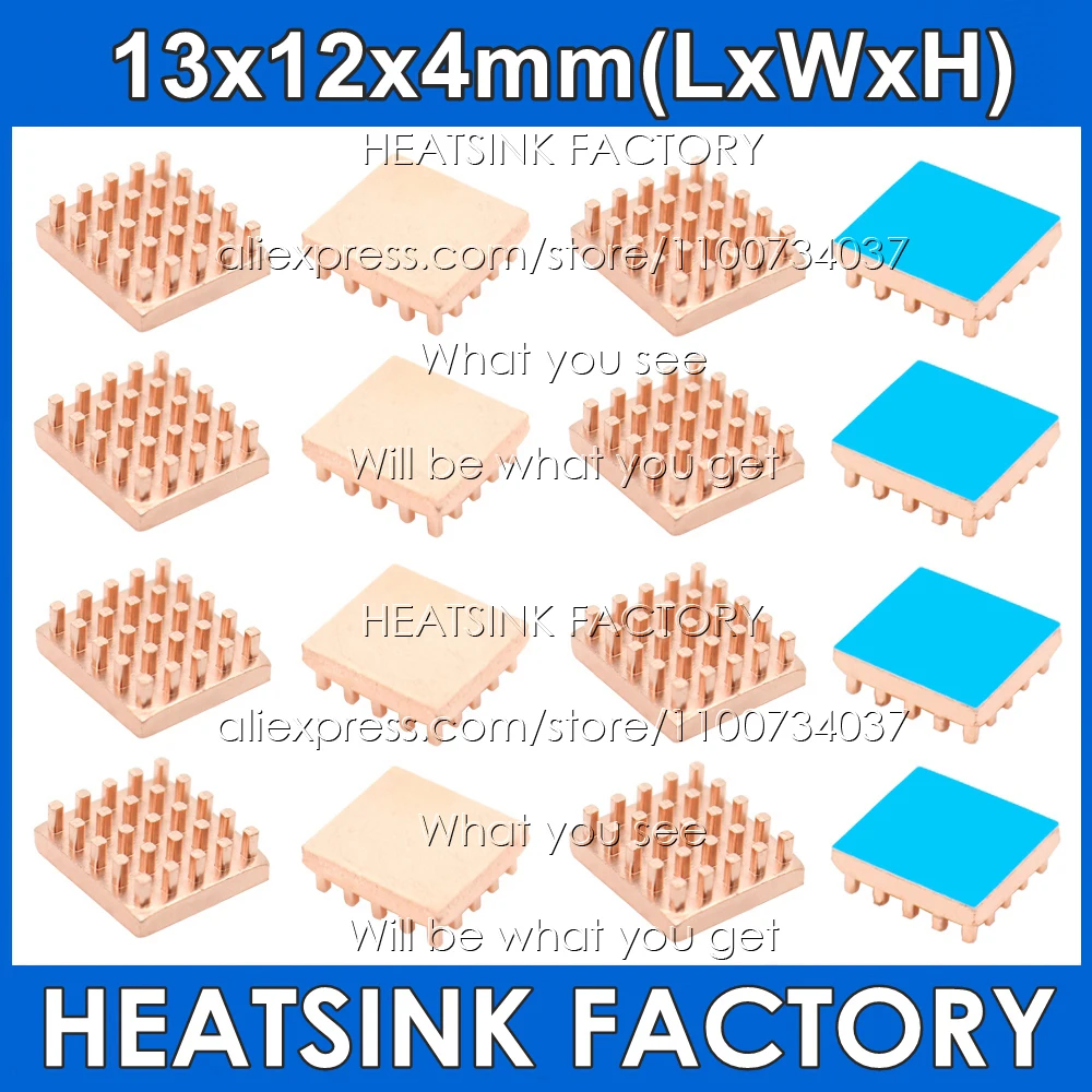 

Pure Copper Heatsink 13x12x4mm Heat Sinks Radiator Cooler for Raspberry Pi Banana Pi Electronic 3D printer CHIP IC MOS