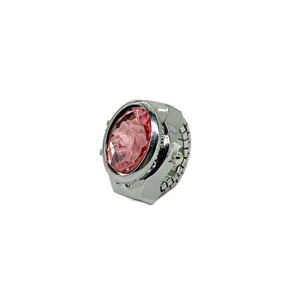 Creative Alloy Digital Couple Watch Ring Quartz Jewelry Round Quartz Finger Rings Retro Gift Elastic Rings Women