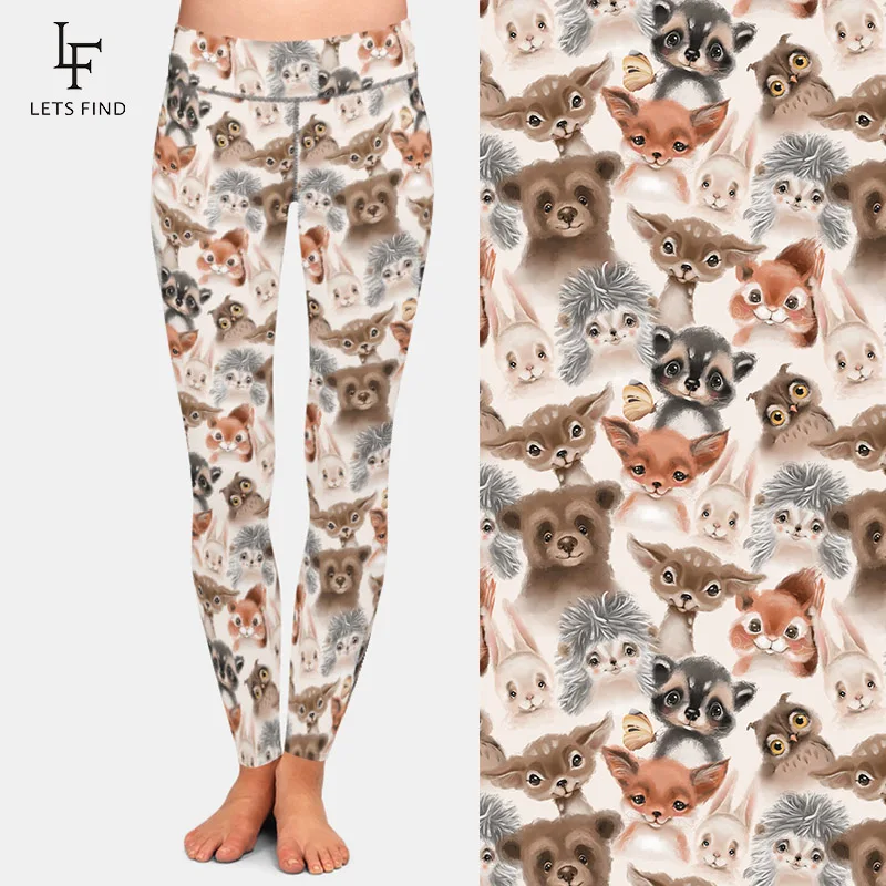 LETSFIND-mallas elásticas con estampado de animales del bosque para mujer, Leggings de entrenamiento de cintura alta, a la moda