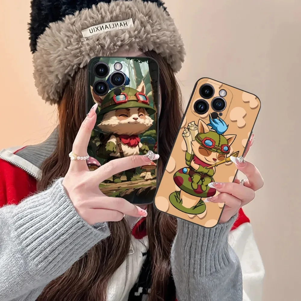 Cute Funny L-LOL Teemo Phone Case For iPhone 16,15,14,13,12,11,Plus,Pro Max,XS,X,XR,SE,Mini,8,7 Soft Silicone Black Cover