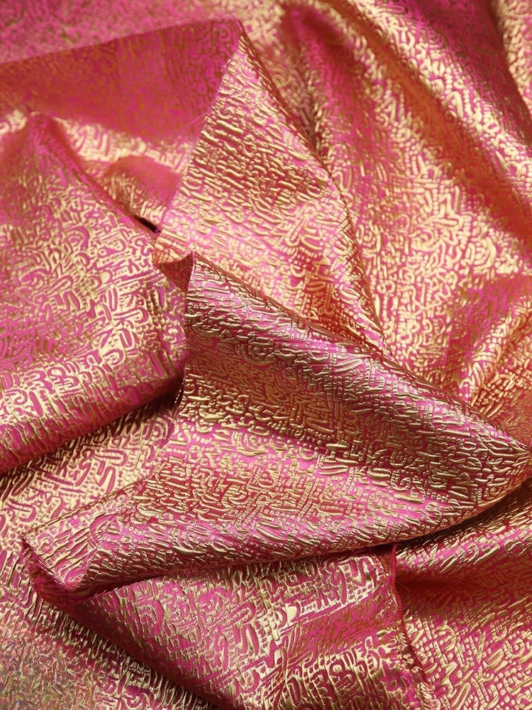 

Jacquard Brocade Fabric Vintage Gold Thread Ethnic Clothing Designer Wholesale Cloth Diy Sewing Meter Material