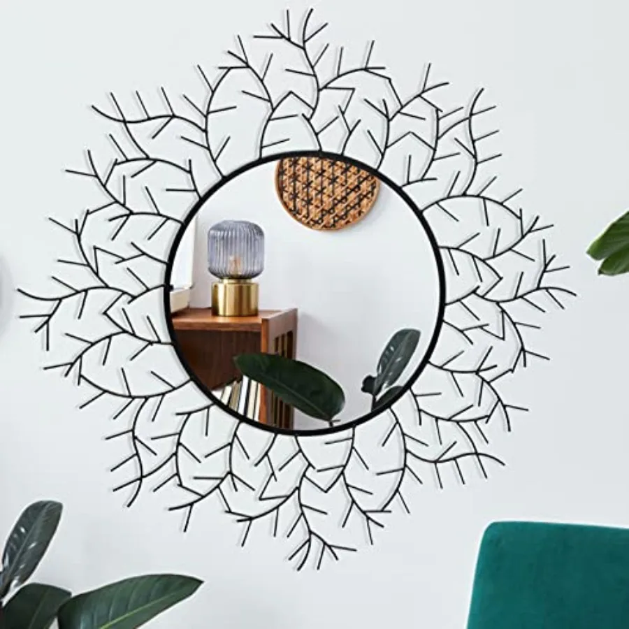 

Round Wall Mirror, 30 Inch Circle Mirrors for Wall Decor, Black Metal Framed Accent Mirrors for Living Room Bedroom Entryway