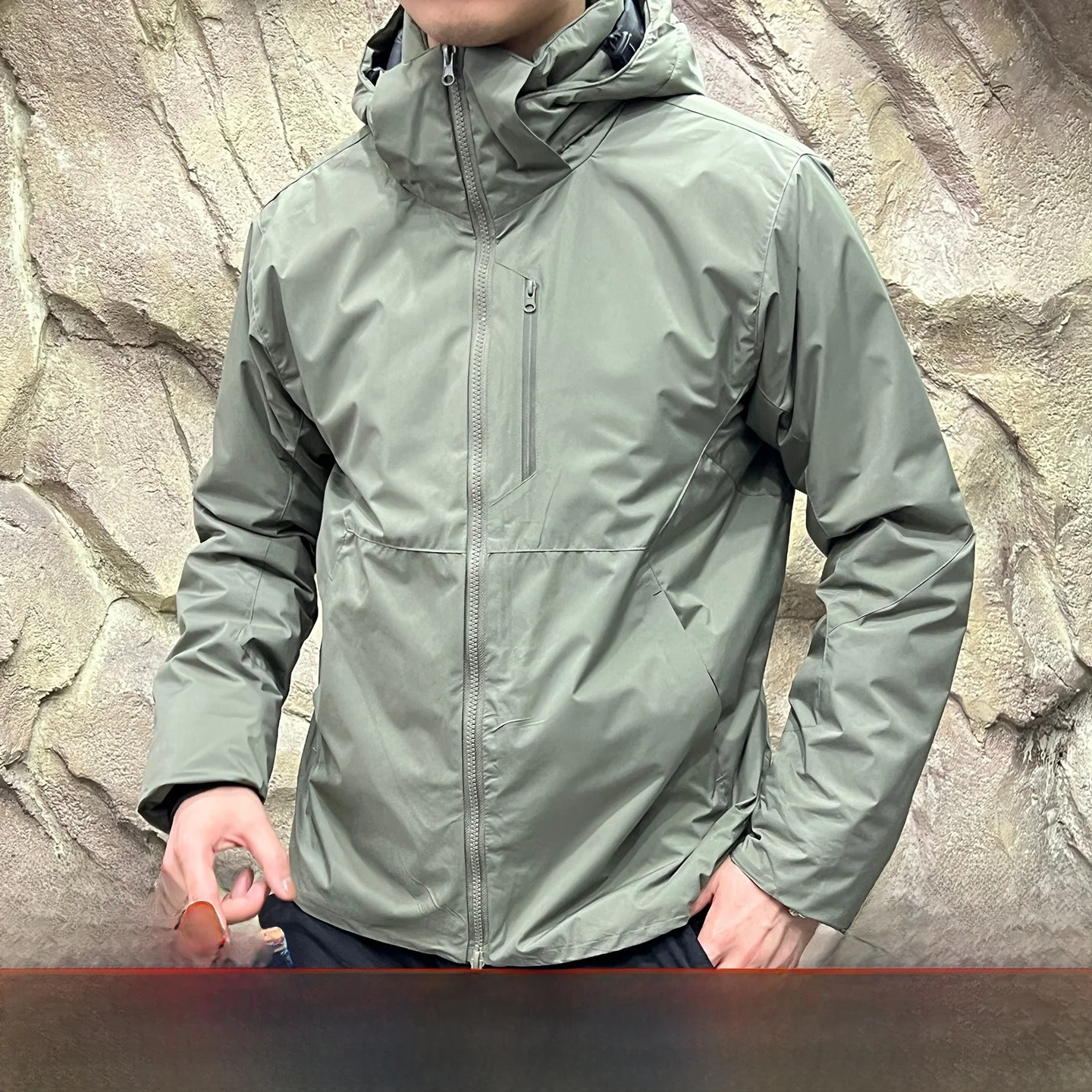 

Outdoor aphene Self-Heating Windproof Cotton Jaet Youth Trendy Stand Fit Long Sve Hooded Pure Color Autumn Winter