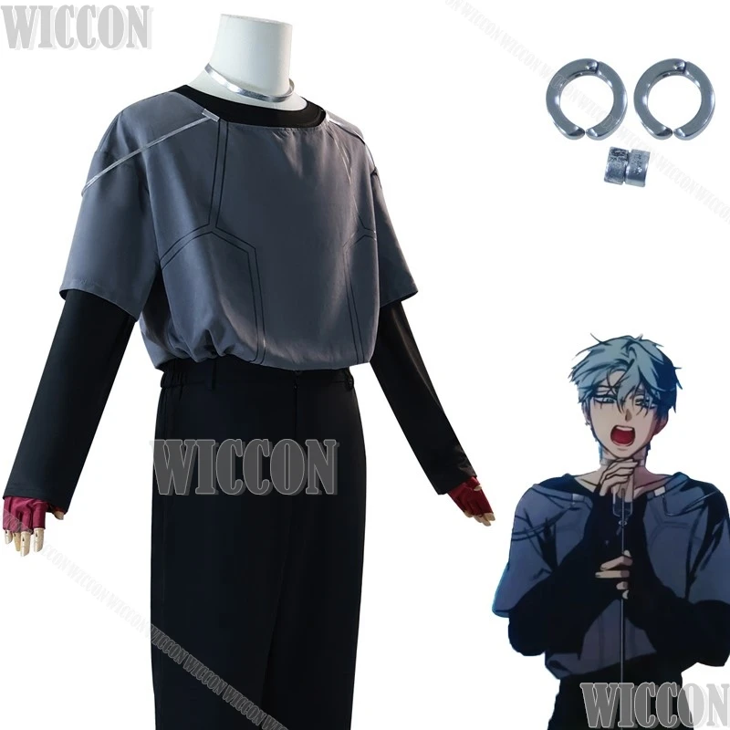 ALIEN STAGE hasta traje de Cosplay disfraz peluca Prop redondo 6 Cure R6 traje gris actuación Halloween ídolo escenario fiesta hombre ropa