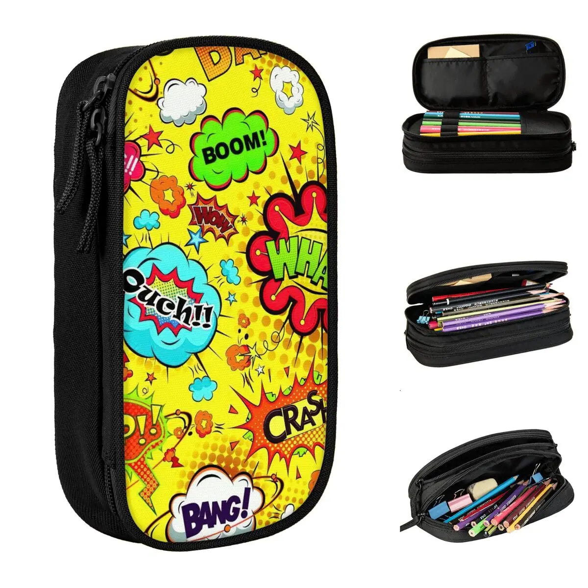 Colorful Comic Pop Art Books Pencil Cases Fun Pen Bag Girls Boys Big Capacity Office Zipper Pencilcases