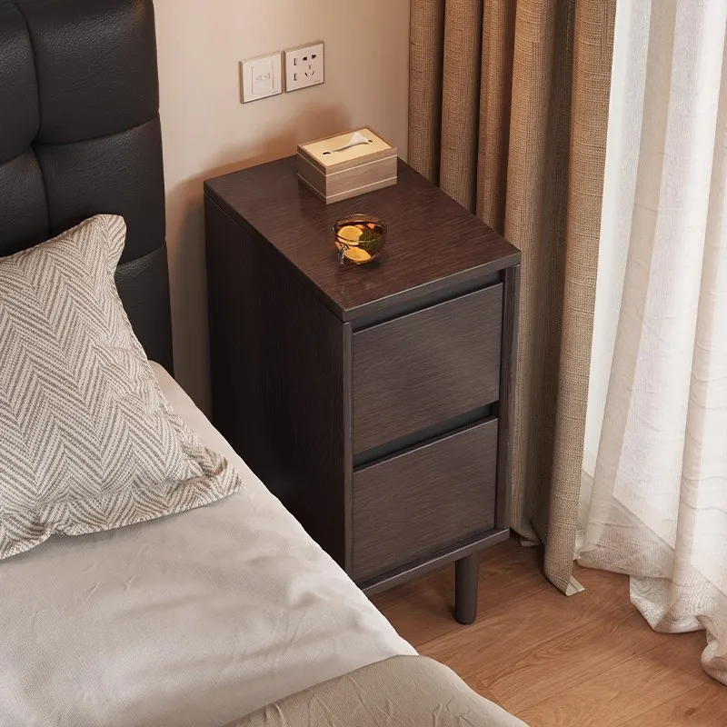 Solid wood bedside table, extremely narrow household bedroom, small ultra-narrow side , medieval crevice storage cabinet