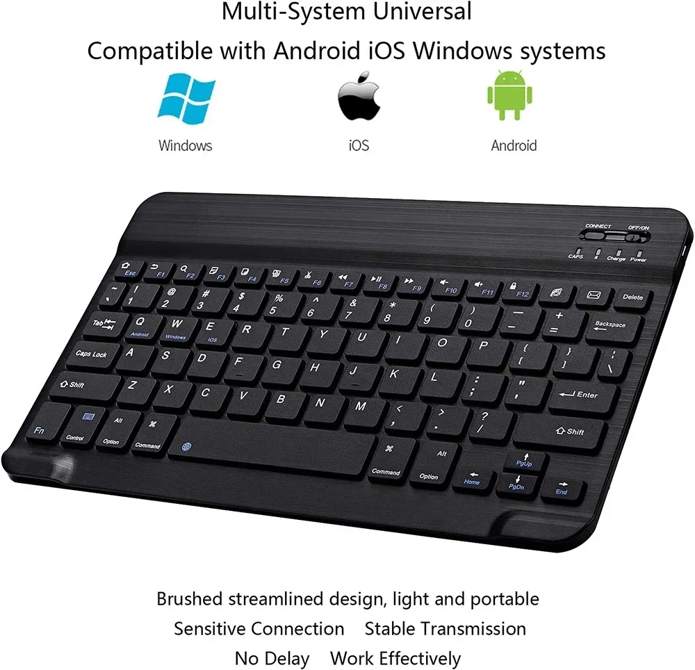 Mini clavier Bluetooth sans fil, version globale, claviers rechargeables, IOS, Android, Windows, 10 pouces, téléphone, tablette