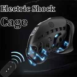 Wireless Remote Control Electric Shock Cage Male Chastity Cock Ring Lock Electrically Stimulated Penis Cage Sex Toys For Men Gay