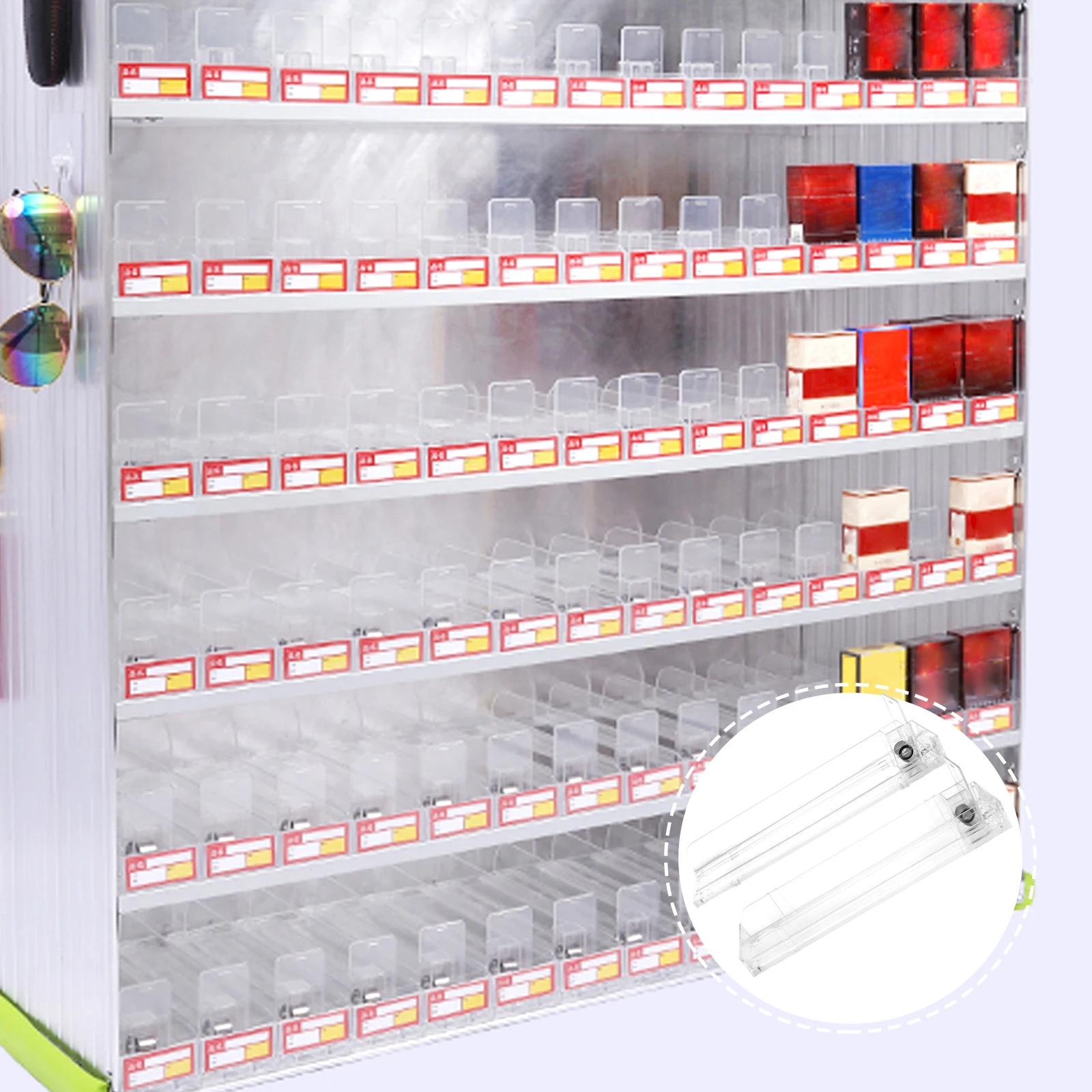 

2pcs Cigarette Placement Rack Auto-push Clear Display Showcase for Supermarket Tobacco 28cm Bilateral Home Daily Use