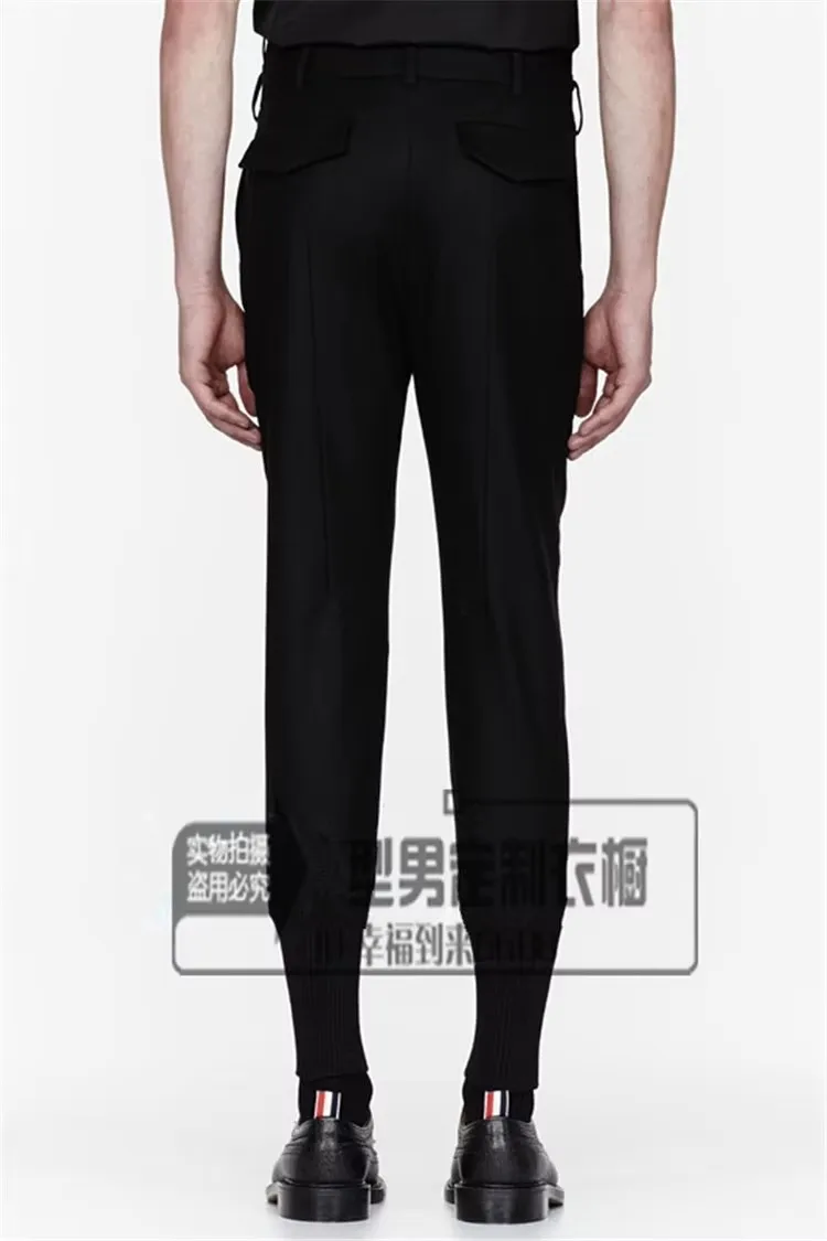 27-46 2025 Men's Clothing GD Hair Stylist Taper Trousers Leg Pants Patchwork Slim Pencil Pants Plus Size Singer Costumes