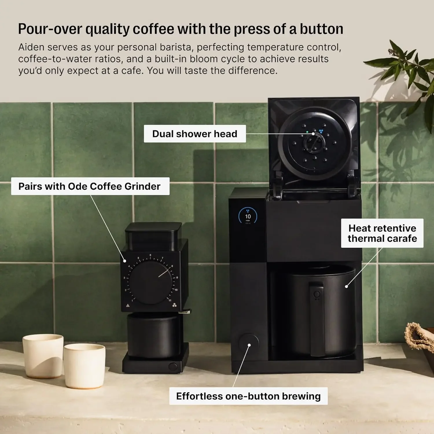 ماكينة صنع القهوة - إبريق حراري سعة 10 أكواب، توجيه تخمير مدمج، جدول زمني، خزان مياه قابل للإزالة، غير لامع