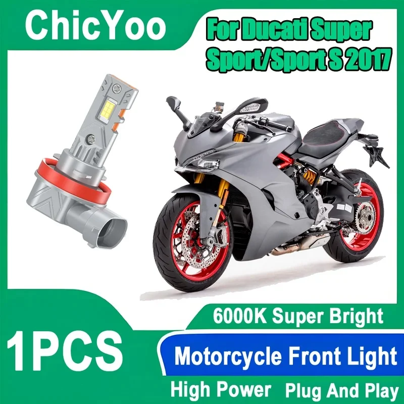 2PCS Motorcycle Front Light 6000K Super White LED H11 H8 H9 Moto Headlamp Plug and Play 12V For Ducati Super Sport/Sport S 2017