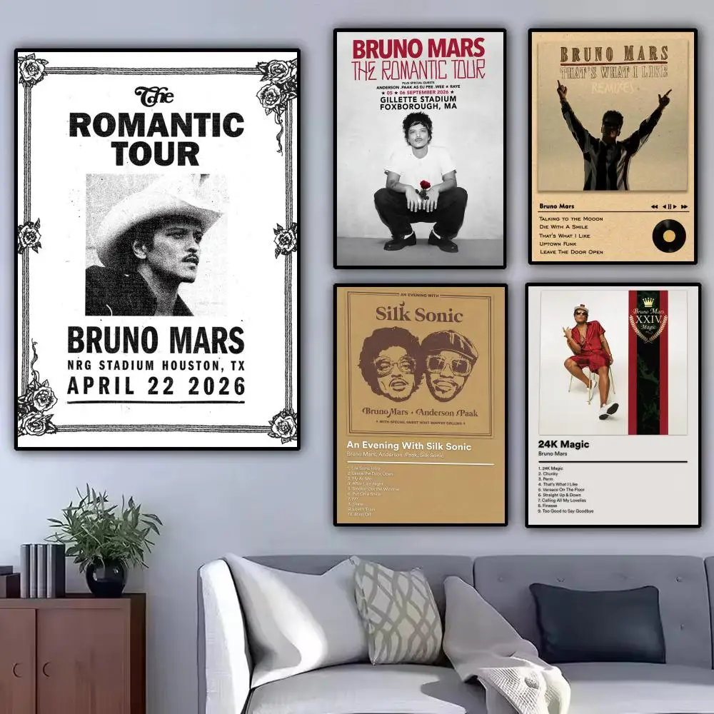 Hot Rapper B-Bruno Mars Painting Calligraphy Modern Canvas Poster Wall Art Aesthetic Bedroom Decor for Cafe Home Gift