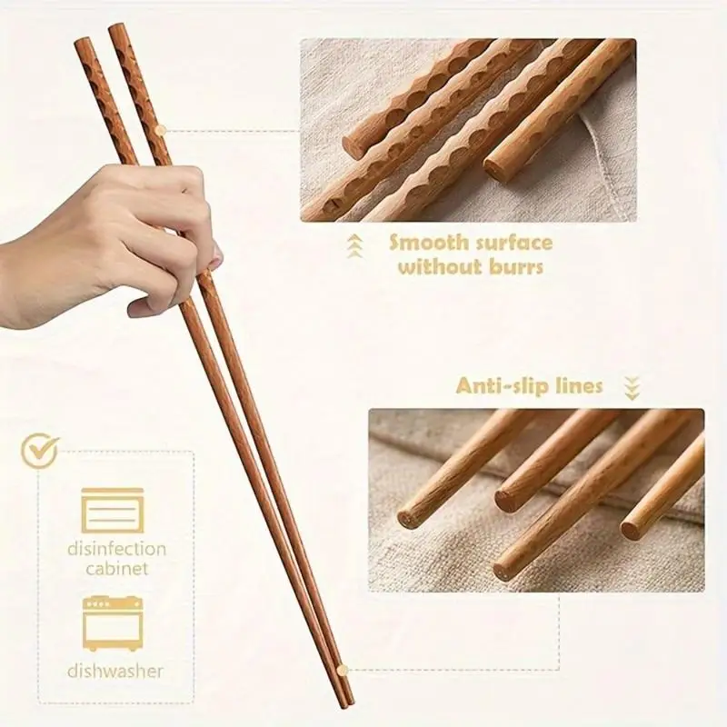 4 Pairs Long Wooden Cooking Chopsticks Reusable for Noodle Frying Chafing Dishes Super Long Kitchen Cooking Sticks